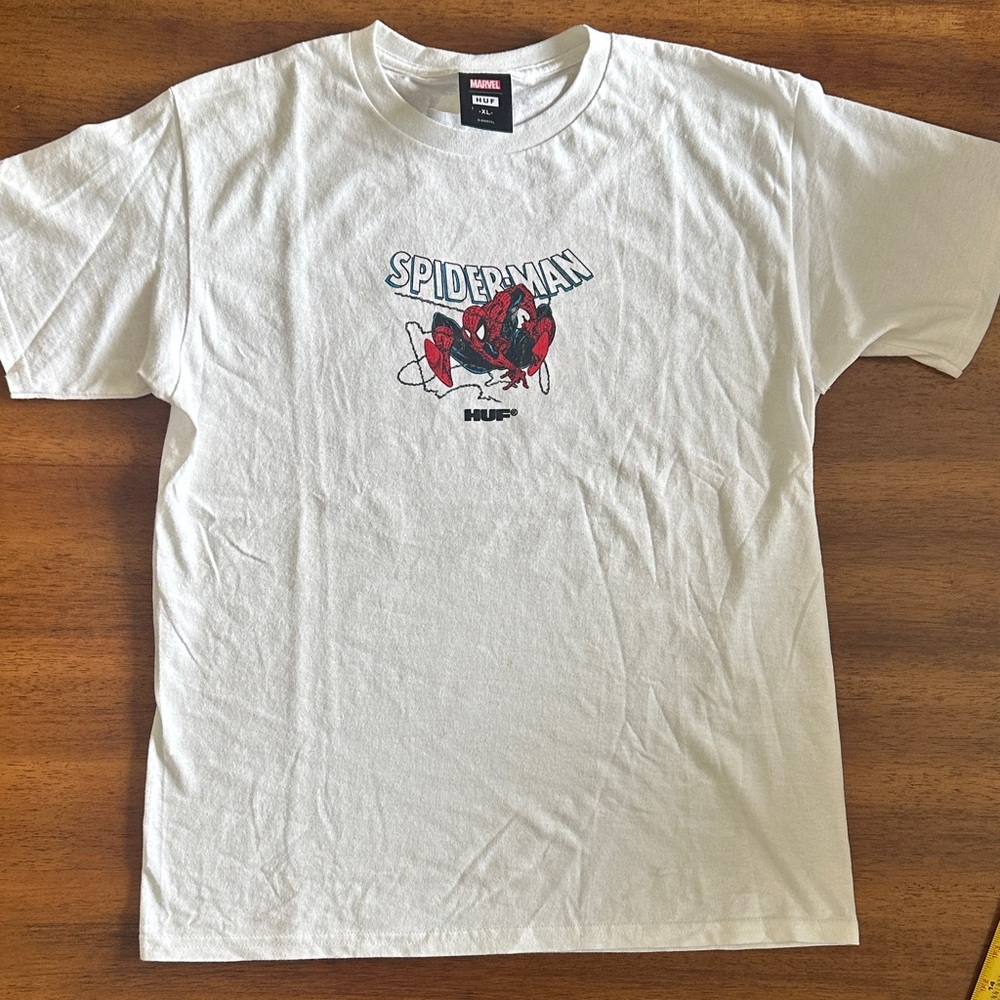HUF x Marvel White Tee with Red Spider-Man Graphic